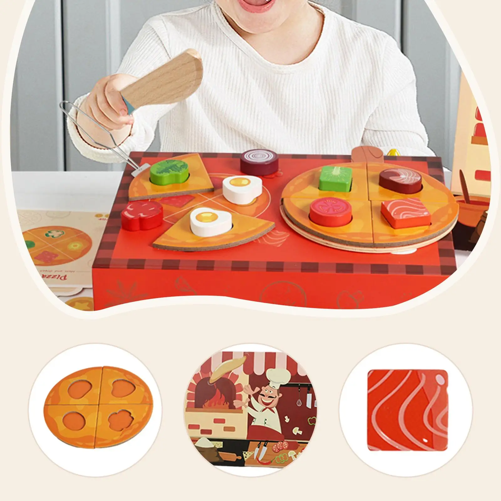 Juego de juguetes para fiesta de Pizza, adorno para niñas, juego de Pizza de madera versátil