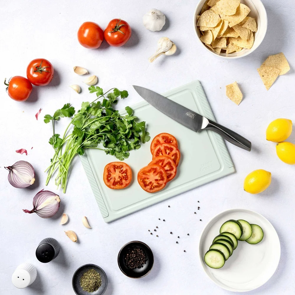 لوح تقطيع بولي متين غير قابل للانزلاق مستطيل 10 بوصة × 14 بوصة عصير سهل التنظيف على الوجهين للمطبخ ضروري #6