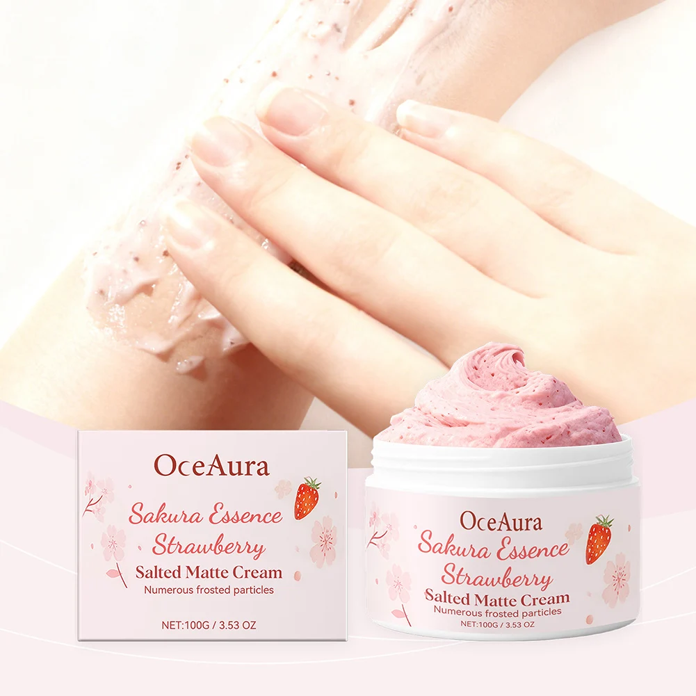 Sakura-Essence Strawberry Salted Matte Cream Peeling Body Polish Tiefenreinigendes feuchtigkeitsspendendes Körperpeeling Hautpeeling 100 g