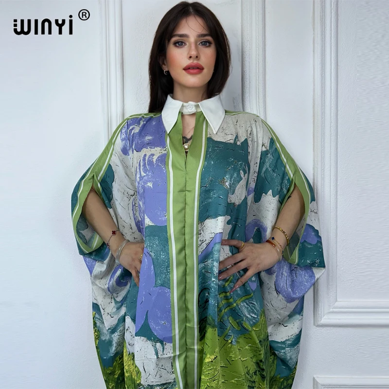 

WINYI sukienka Fashion Summerrobes de cocktai free Size Women's Half Sleeve Floral Printed Elegant Casual Vacation Loose Dresses