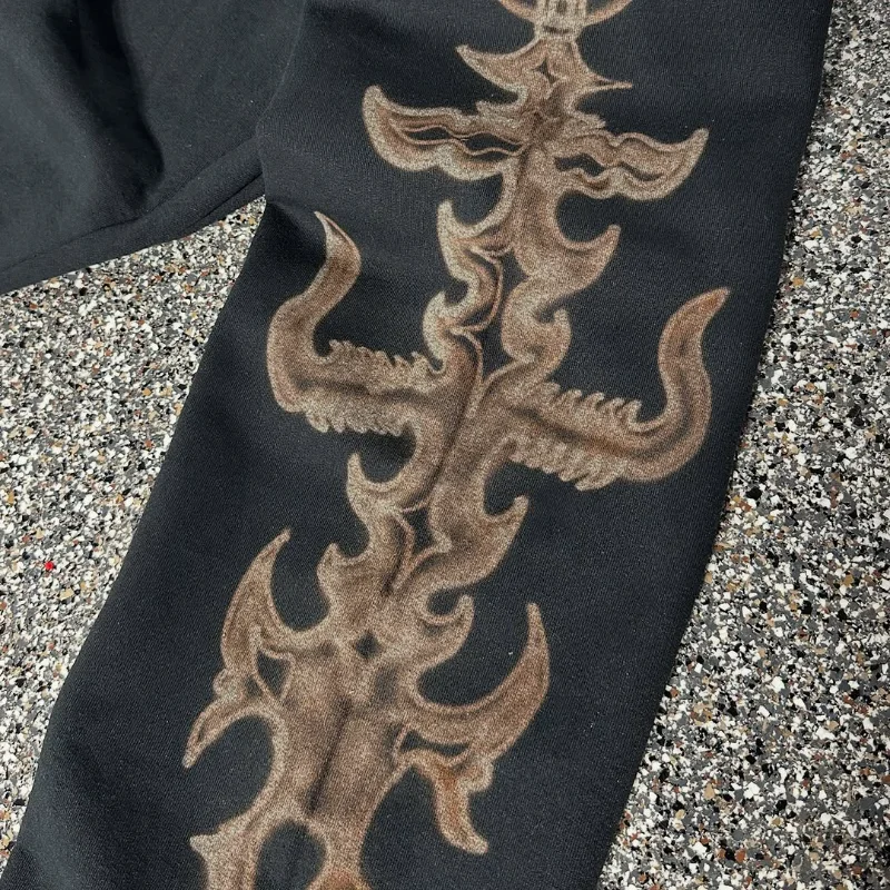 Harajuku ريترو أزياء شخصية طباعة تصميم عارضة الرجال السراويل القوطية الاتجاه Sweatpants الهيب هوب جديد فضفاض السراويل المستقيمة