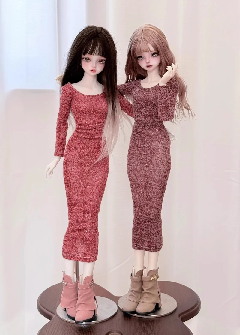 bjd doll clothes suitable for 1/4 large 1/4 size long sleeve slim-fit wrap hip skirt dress doll accessories