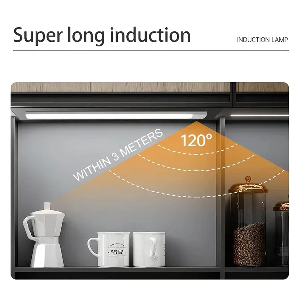 10/20/30/40cm LED Ultra Thin Lights Smart Led Strip Magnetic Rechargeable Sensor Night Light For Kitchen Closet Cabinet Lighting