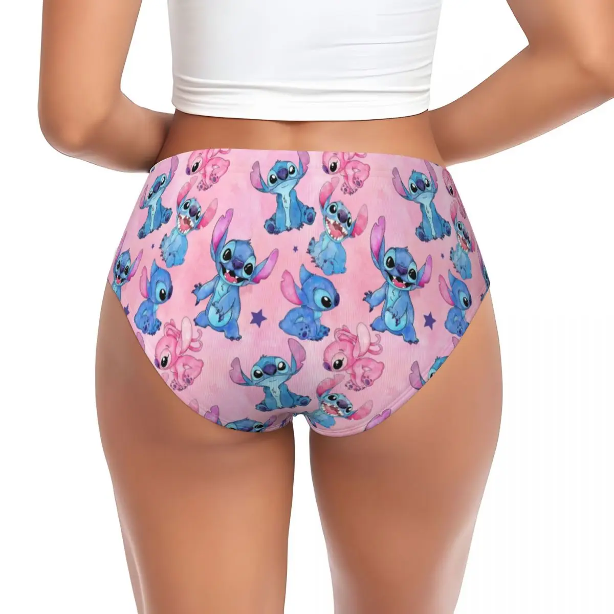 Bragas transpirables con patrón de Lilo y Stitch para mujer, ropa interior Kawaii personalizada