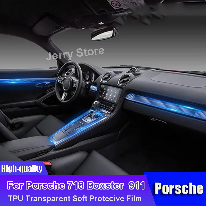 

For Porsche Boxster 718 911 Car Interior Center Console Transparent TPU Film Protective Anti-scratch Car Sticker Accessories