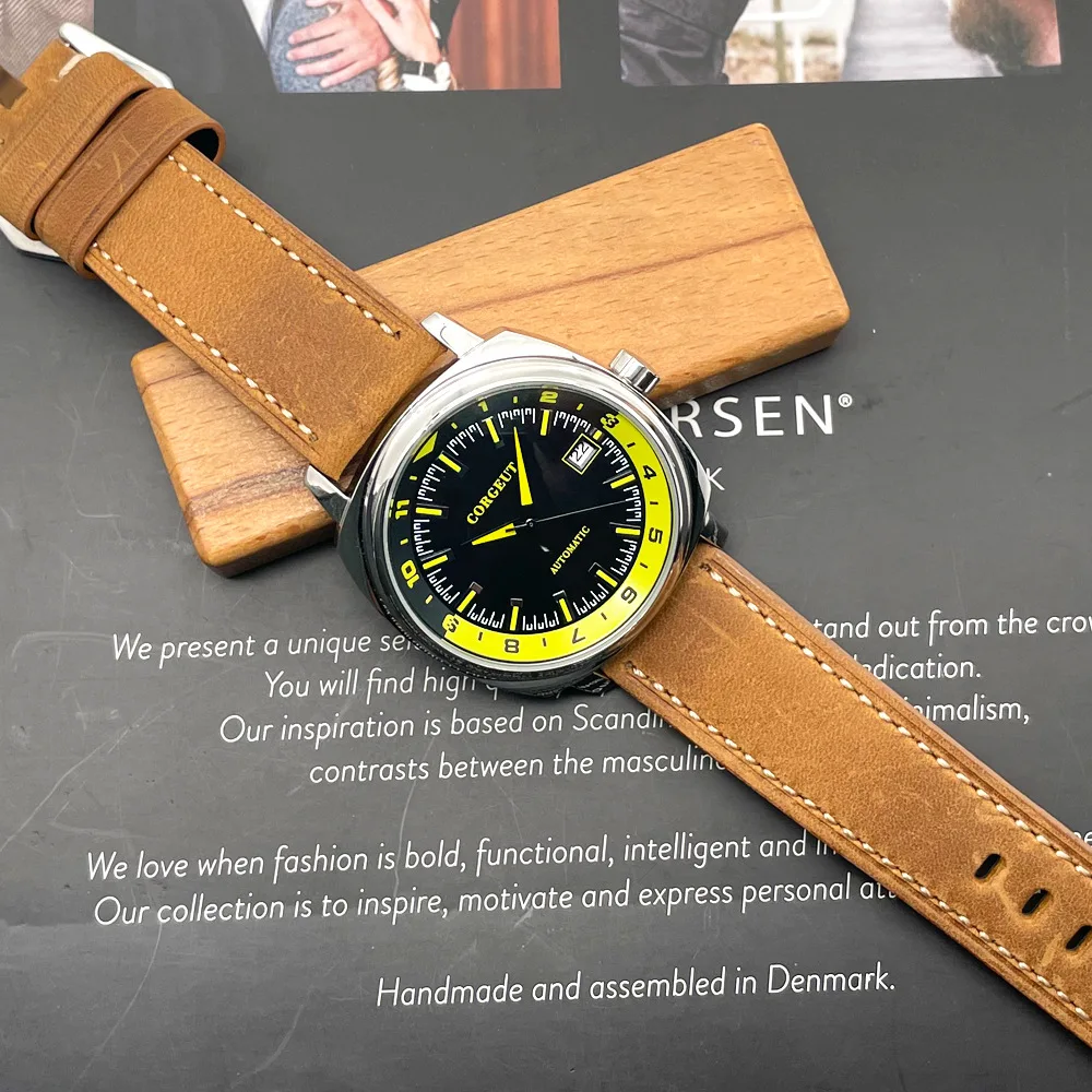 42mm CORGEUT Classic Square Blue Mechanical Watches for Men Japan NH35A Movement Sport Luxury Clock Pilot Men Wristwatch