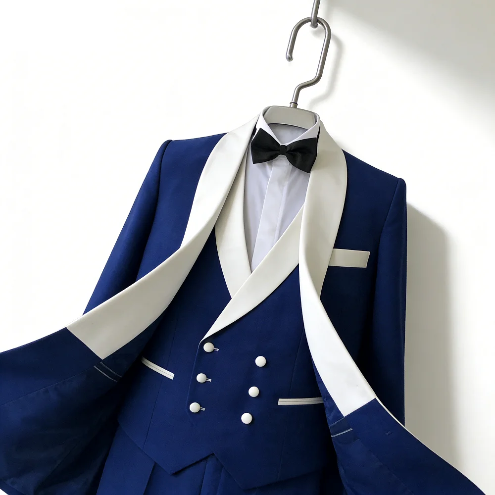 

Мужские костюмы-тройки, приталенный крой, для жениха, свадьбы, с шалью, лацканами, пиджак, деловой, формальный, для вечеринки, блейзер, жилет, брюки