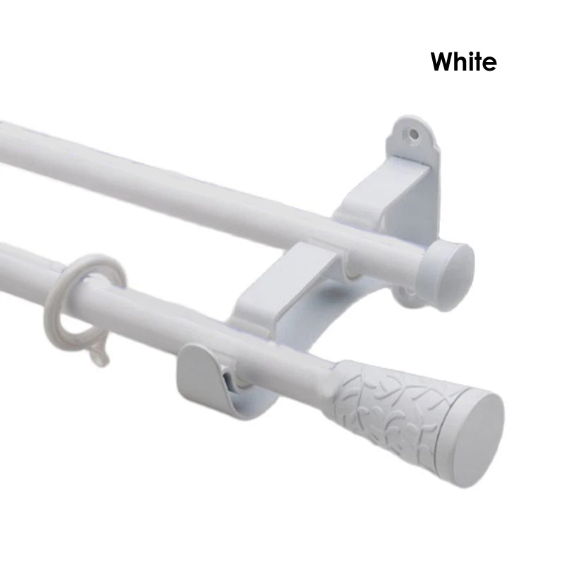 SSD White Unique Round Finial Heavy Drapery Hardware 22+22mm 7/8+7/8-IN Diameter Double Curtain Rod Set Drapery Rod Curtain Pole