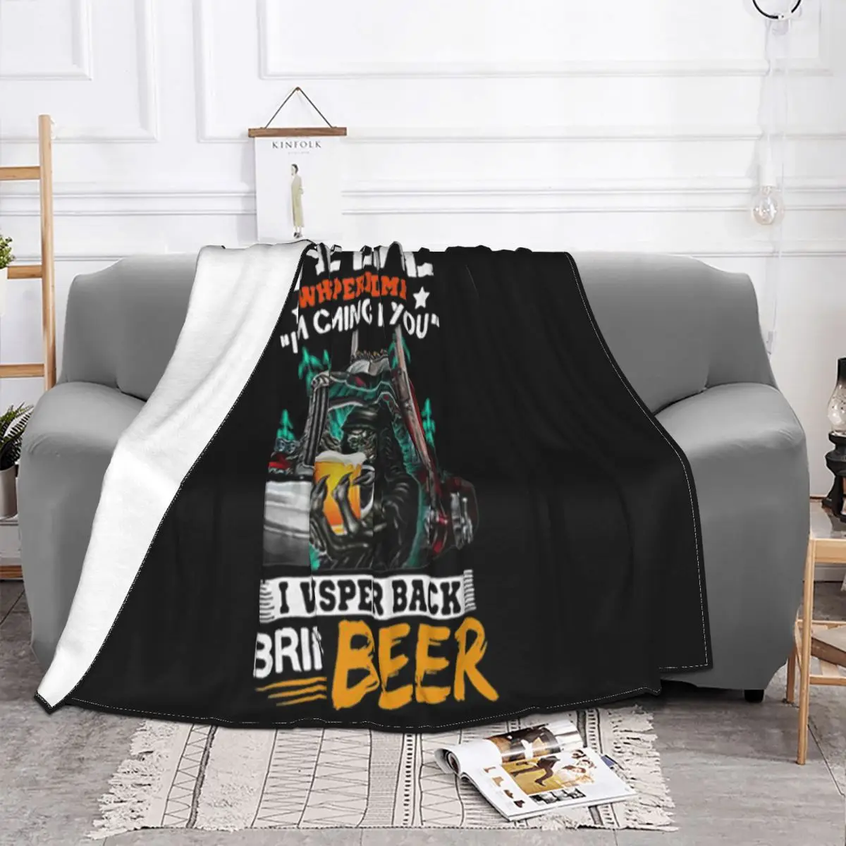 The Devil Whispered To Me I Whisper Back Bring Beer Gift New Halloween Music Fashion Famous Throw Blanket