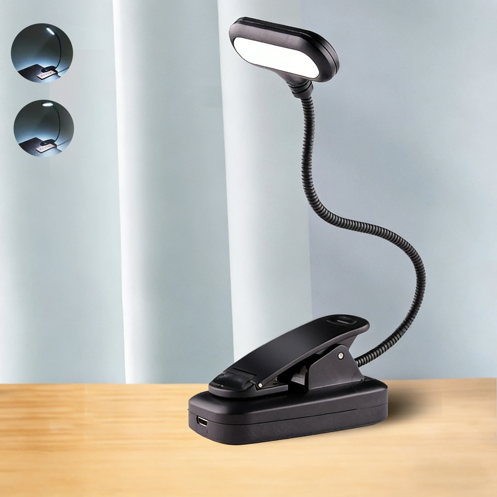 

Светодиодная лампа для чтения с креплением на клипсе, на батарейках ААА, с защитой для глаз, портативная маленькая настольная лампа для спальни, кабинета, чтения