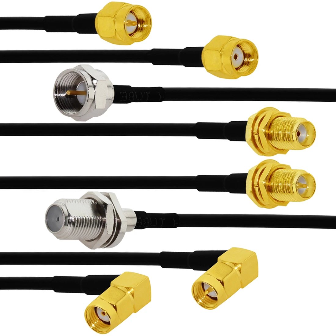 1pc SMA RF/RP Male/Female to F Plug Jack Pigtail Cable RG174 15cm NEW SMA to F RF Coax Adapter