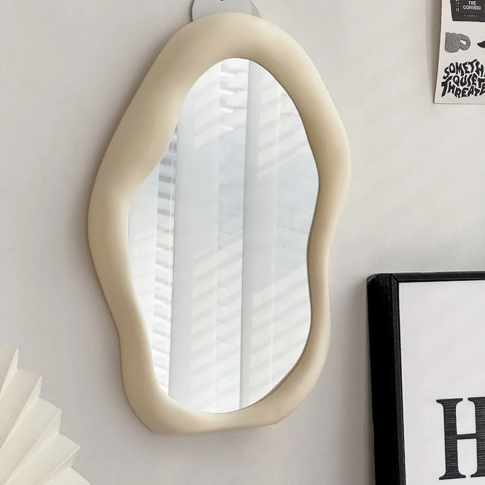 Decorative Cloud Shaped Makeup Mirror Irregular Cream Style Standing Dresser Mirror Simple French Hairdressing Wall Mirror