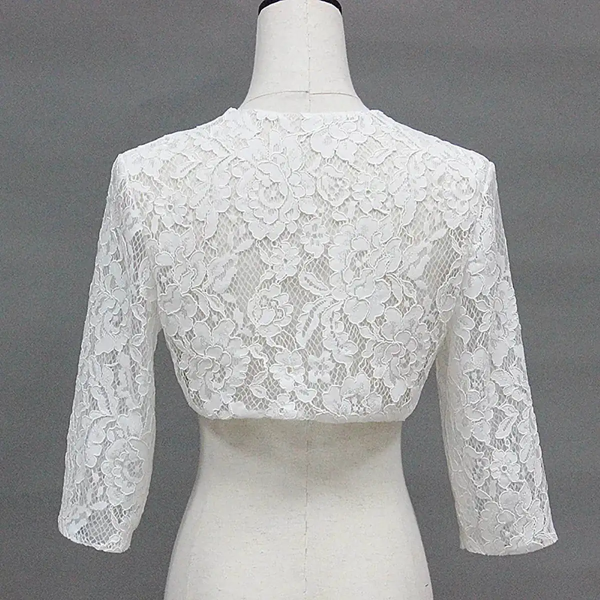 Wraps & Jackets Women Lace Bolero Wedding Short Scoop Neckline Appliqued Edge Bridal Jacket