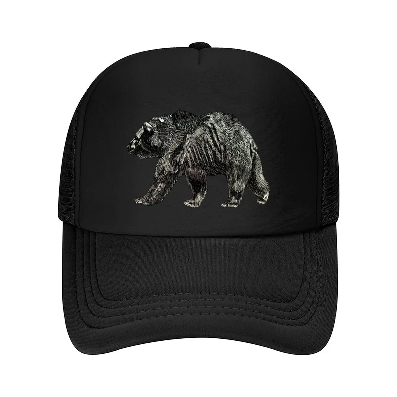 

Black and white Grizzly/Brown Bear Baseball Cap Kids Hat men's big size hat fun hats custom Hat Golf Wear Men Women's