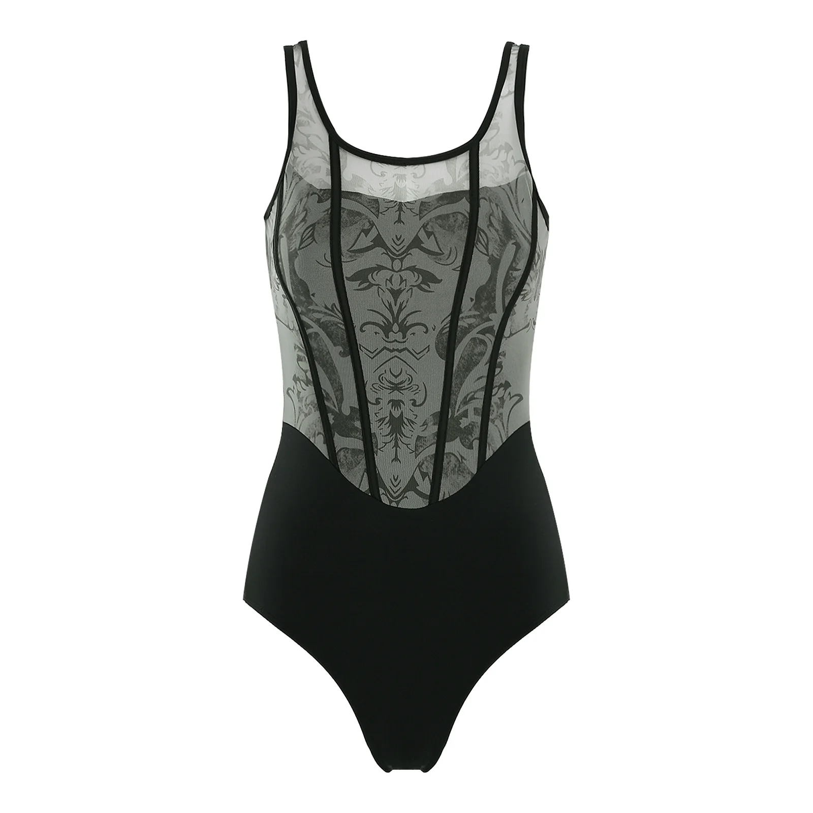 

Womens Gymnastics Ballet Dance Leotard Floral Mesh Layer Sleeveless Backless One-piece Jumpsuit for Yoga Dance Training Bodysuit