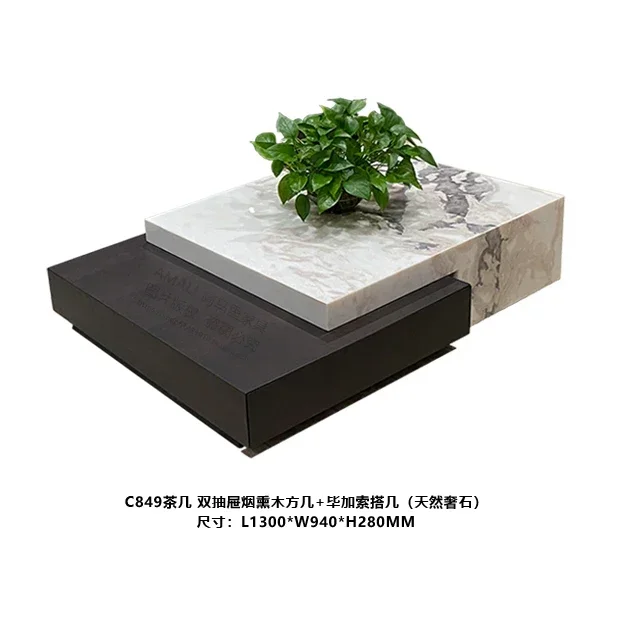 

Журнальный столик из чистого натурального мрамора, итальянский минималистичный легкий роскошный выдвижной чайный столик