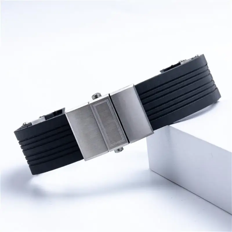 PCAVO 22x20mm DIVER and MARINE Waterproof Soft Silicone Rubber Watchband Wrist Watch Band Belt For Ulysse Nardin Strap Folding