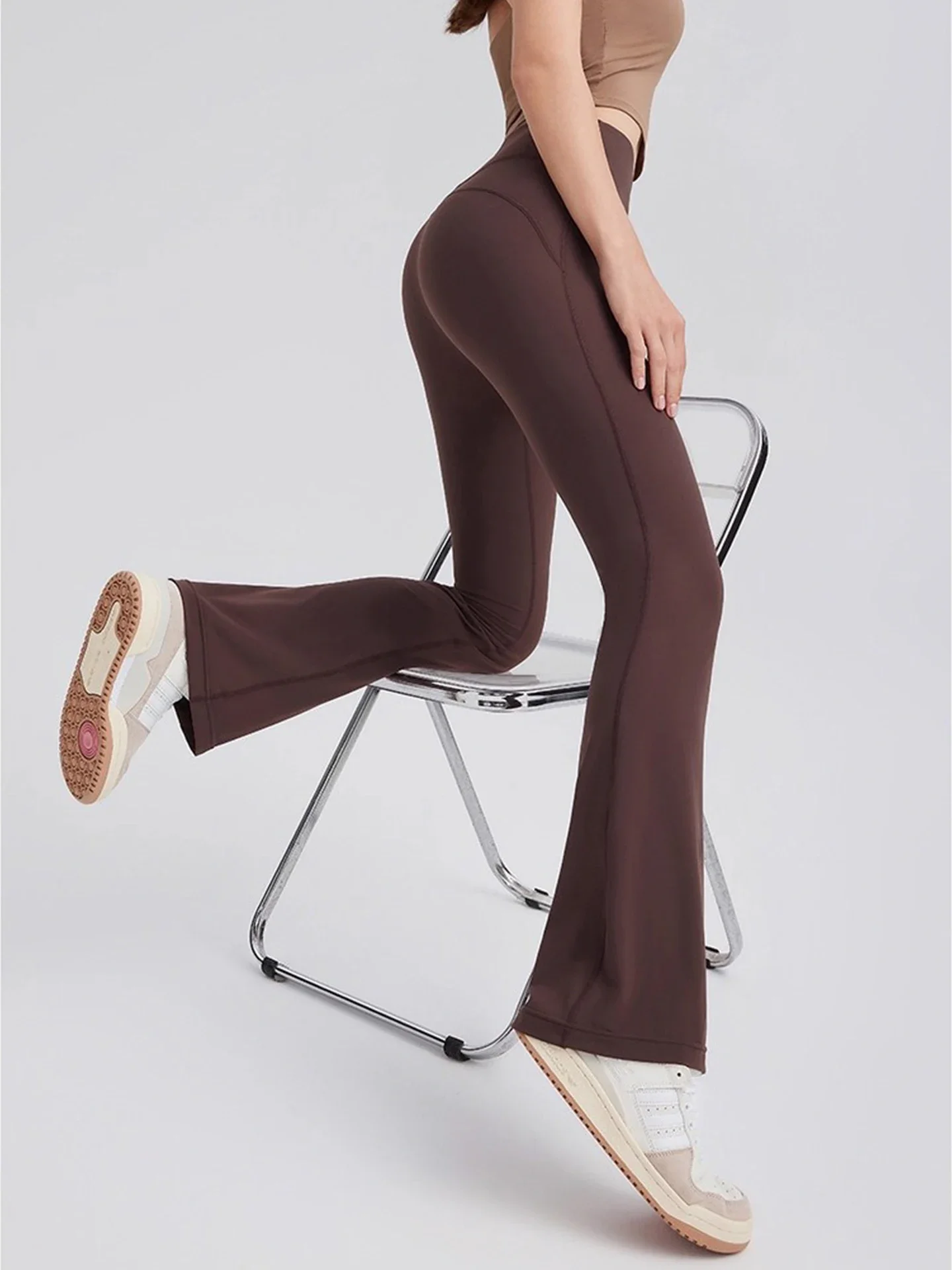 

Женские брюки-клеш, тонкие однотонные сексуальные брюки-клеш с высокой талией, модные повседневные уличные брюки с эластичной подтяжкой ягодиц, узкие леггинсы для йоги