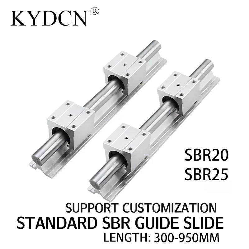 

For CNC 3D Printer 2PCS Linear Guide Rail SBR20 SBR25 300-950mm 4 SBR20UU SBR25UU Bearing Blocks