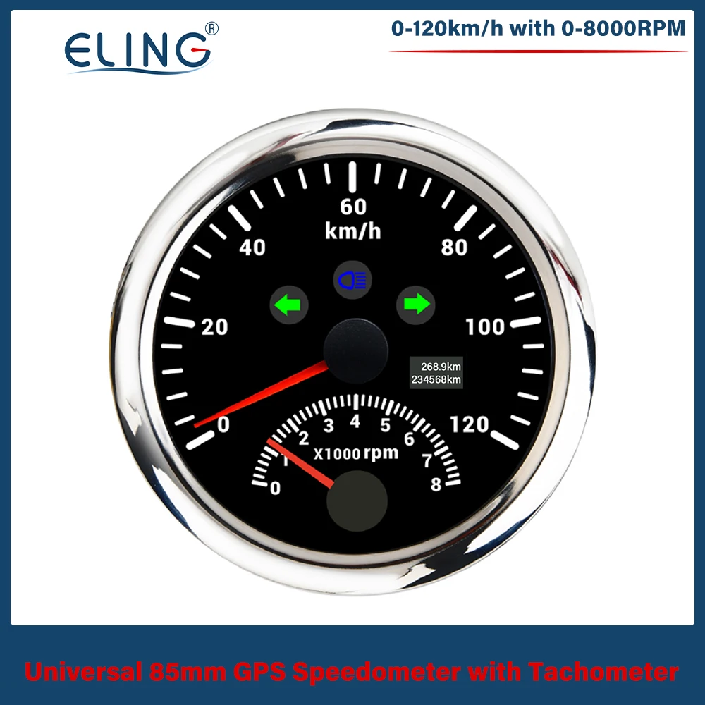 

Новейший 85 мм GPS Спидометр 0-120/0-8000 миль/ч с тахометром 0-об/мин с красной подсветкой 12 В/24 В для автомобиля, яхты, лодки