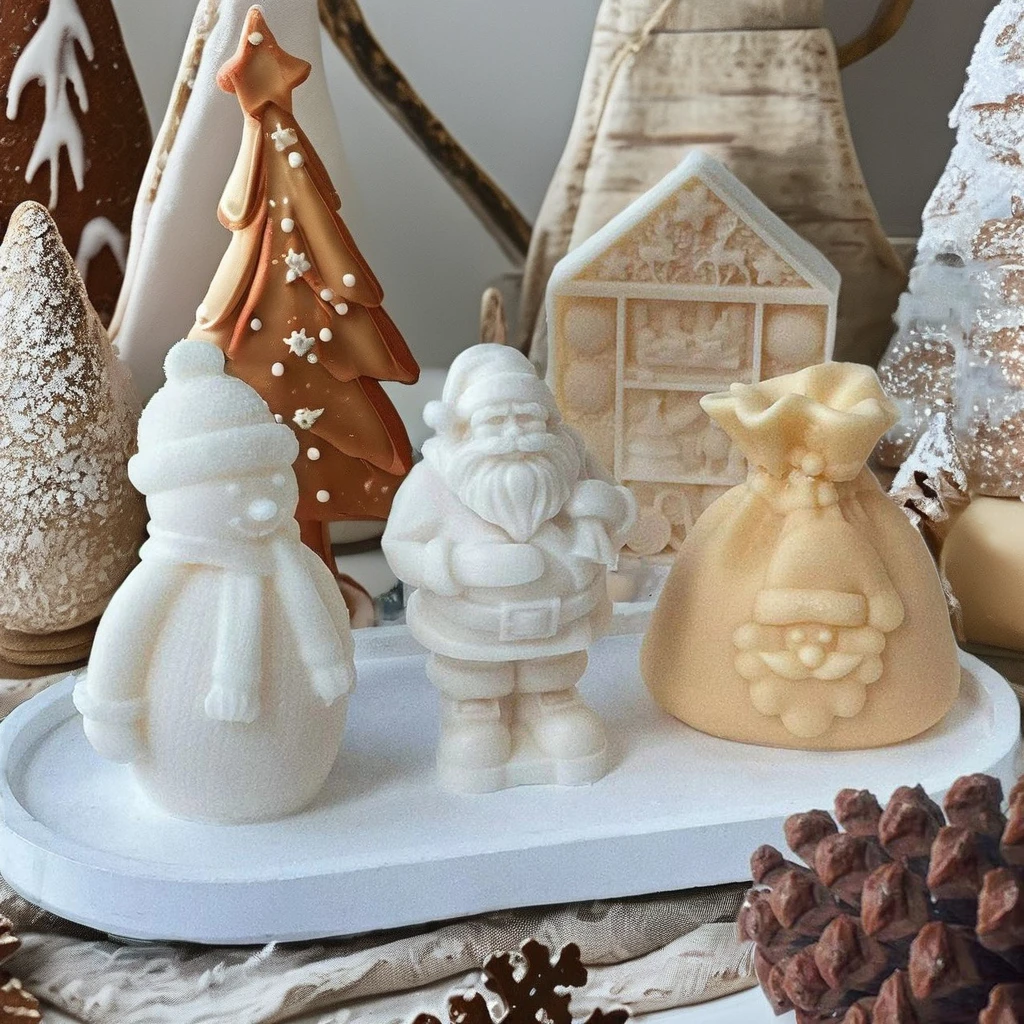 H-002 Christmas series Santa Claus Candle Silicone Mold Set DIY Handmade Aromatherapy Diffuser Stone Candle Companion Gift