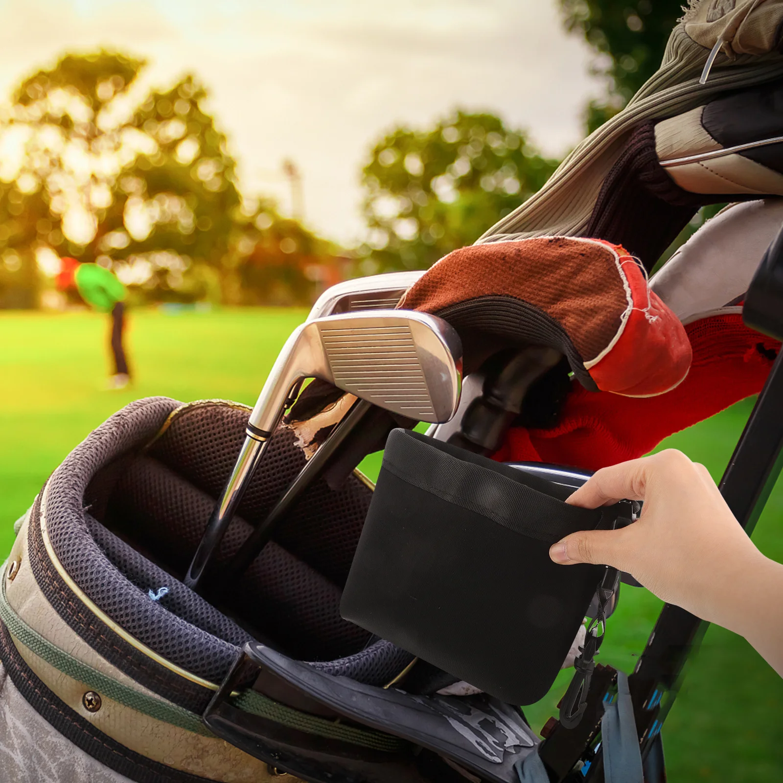 حقيبة إكسسوارات الجولف الممتازة القابلة للفصل، حقيبة منظف الكرة القماش المشمع، مجموعة غسيل لمقابض النوادي والتيز، تصميم محمول #1