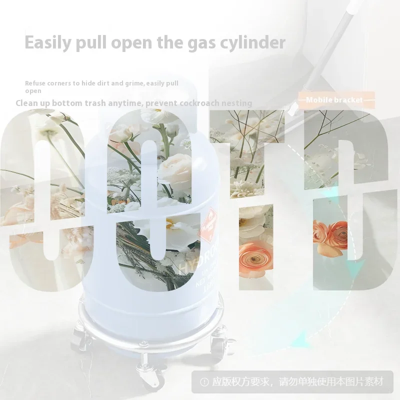 1Pc Home Mobile Tray Brake Gas Moving Bracket Mobile Tray With Flexible Casters Sturdy Base For Home Kitchen Storage Rack Tool