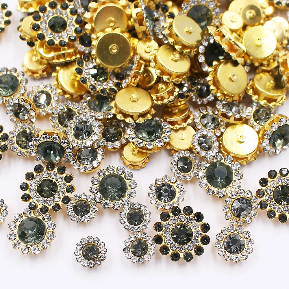 100 Stück Blumen-Strasssteine zum Aufnähen, glänzende Kristalle, Besatz von Glassteinen, Perlen, Knöpfen, Basteln, Nähen, Strasssteine für Kleidung, Dekoration – Detail 4