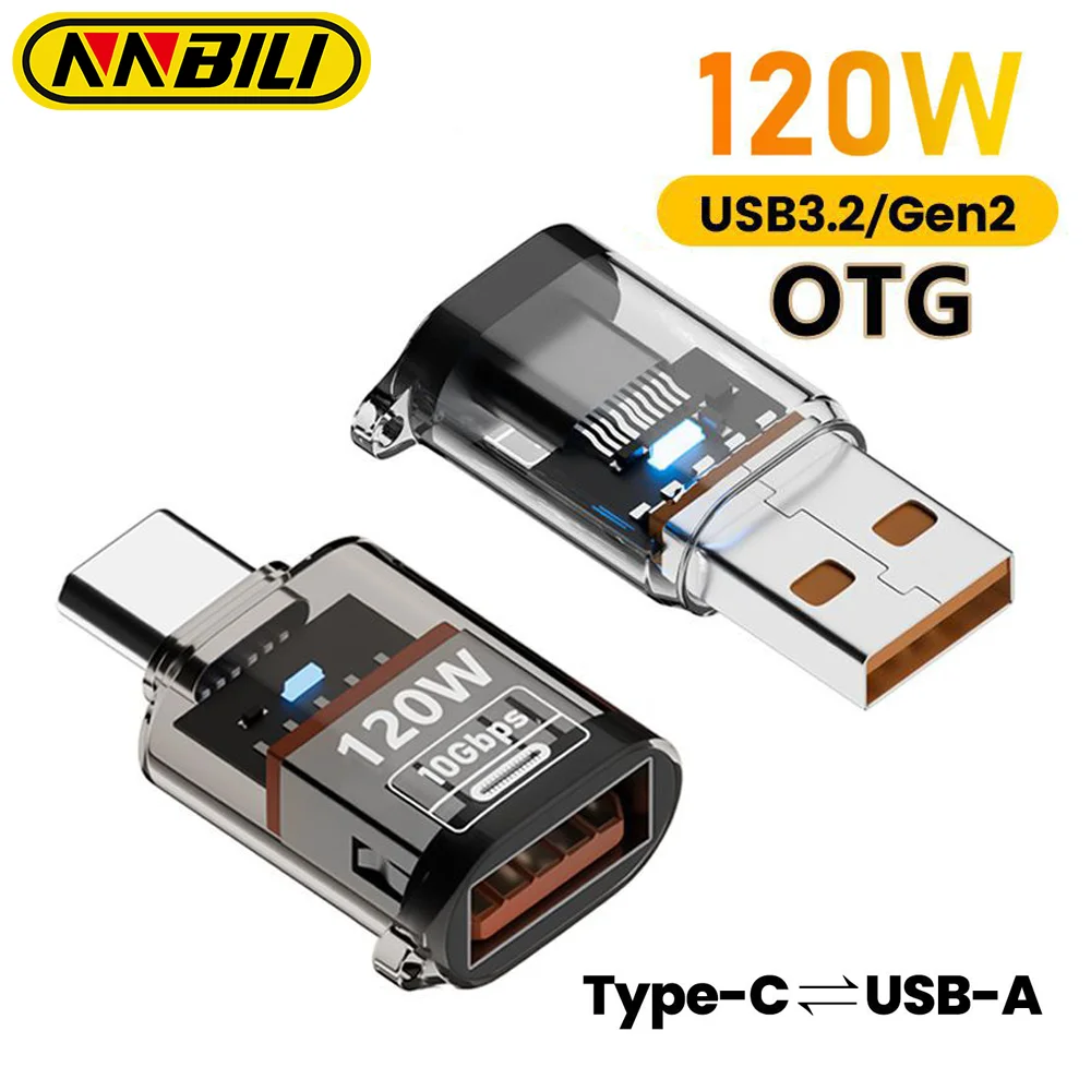 Image of NNBILI 120W USB3.2 Gen2 OTG-Adapter, Buchse auf USB-C-Stecker, Schnellladung und Datensynchronisation für iPhone 16 15 Pro Max, Samsung, iPad, Laptop, PC