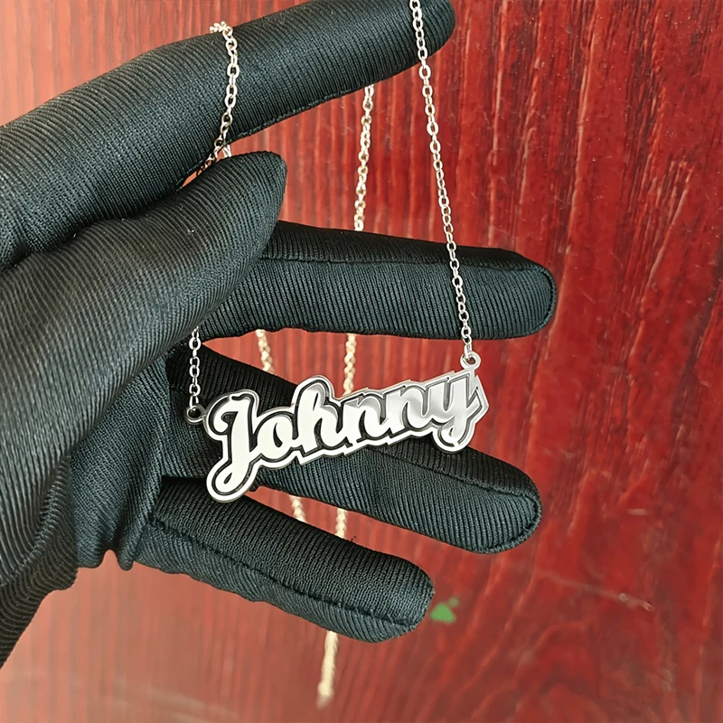 

Custom Name Necklace Personalized 24K Gold Stainless Steel Hollow Contour Necklace Fashion Minimalist Jewelry Mother's Day Gift