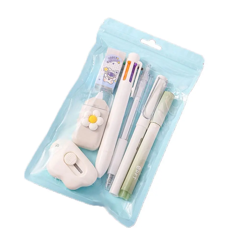 7-in-1 Stationery Set Students Prize Birthday Present Pencil Eraser Back to School Gift School Office Ball-point Pen Students