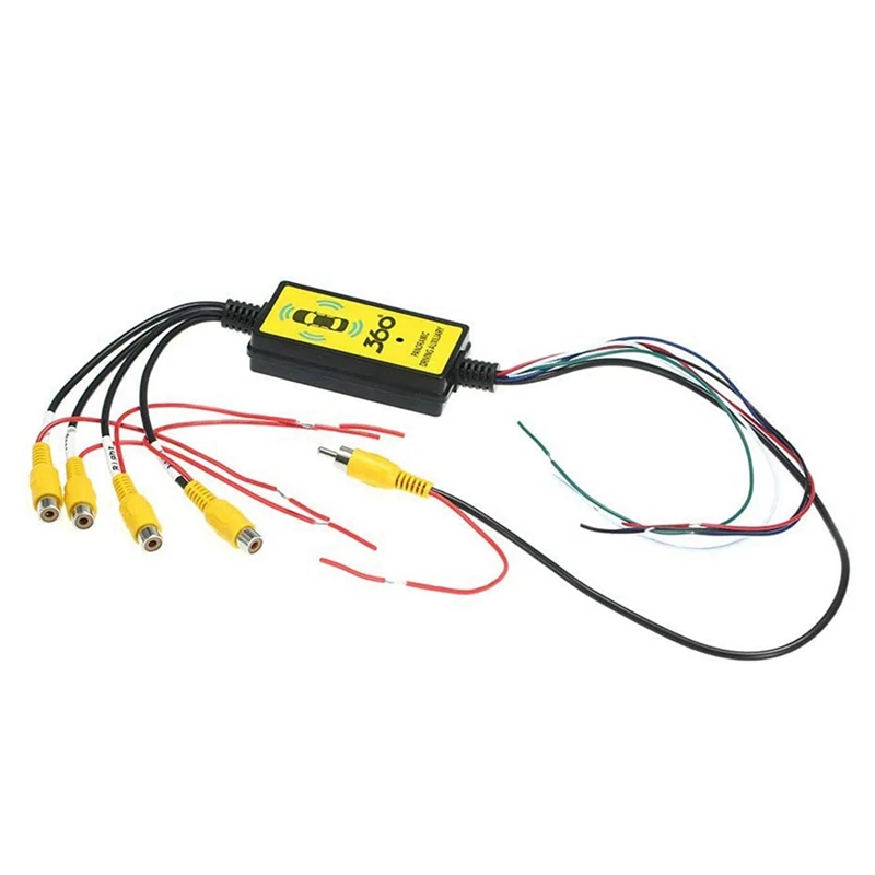 Горячая TTKK 2X 4To1 Панорамная 360-камера Видеореверсивный переключатель Автомобильная камера слепых зон Видеопереключатель Беспроводной пульт дистанционного управления