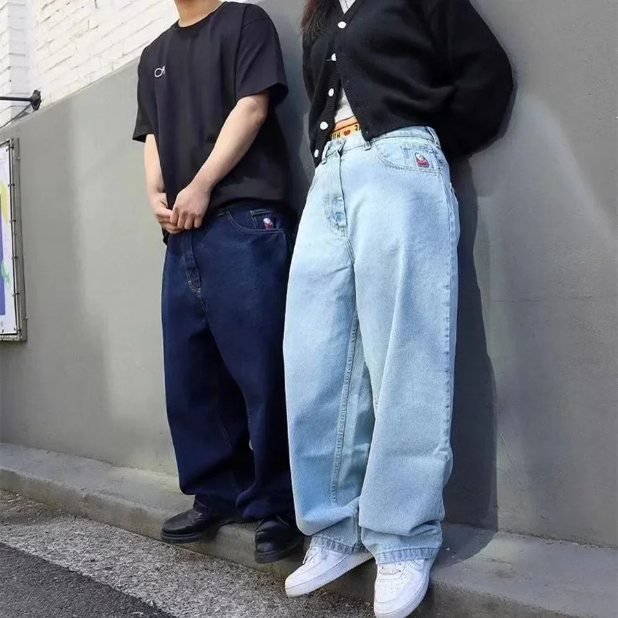 Y2K Jeans da ragazzo grande per uomo Streetwear Jeans larghi ricamo Denim per il tempo libero pantaloni da Skateboard donna Jeans Mujer Hot traf jean