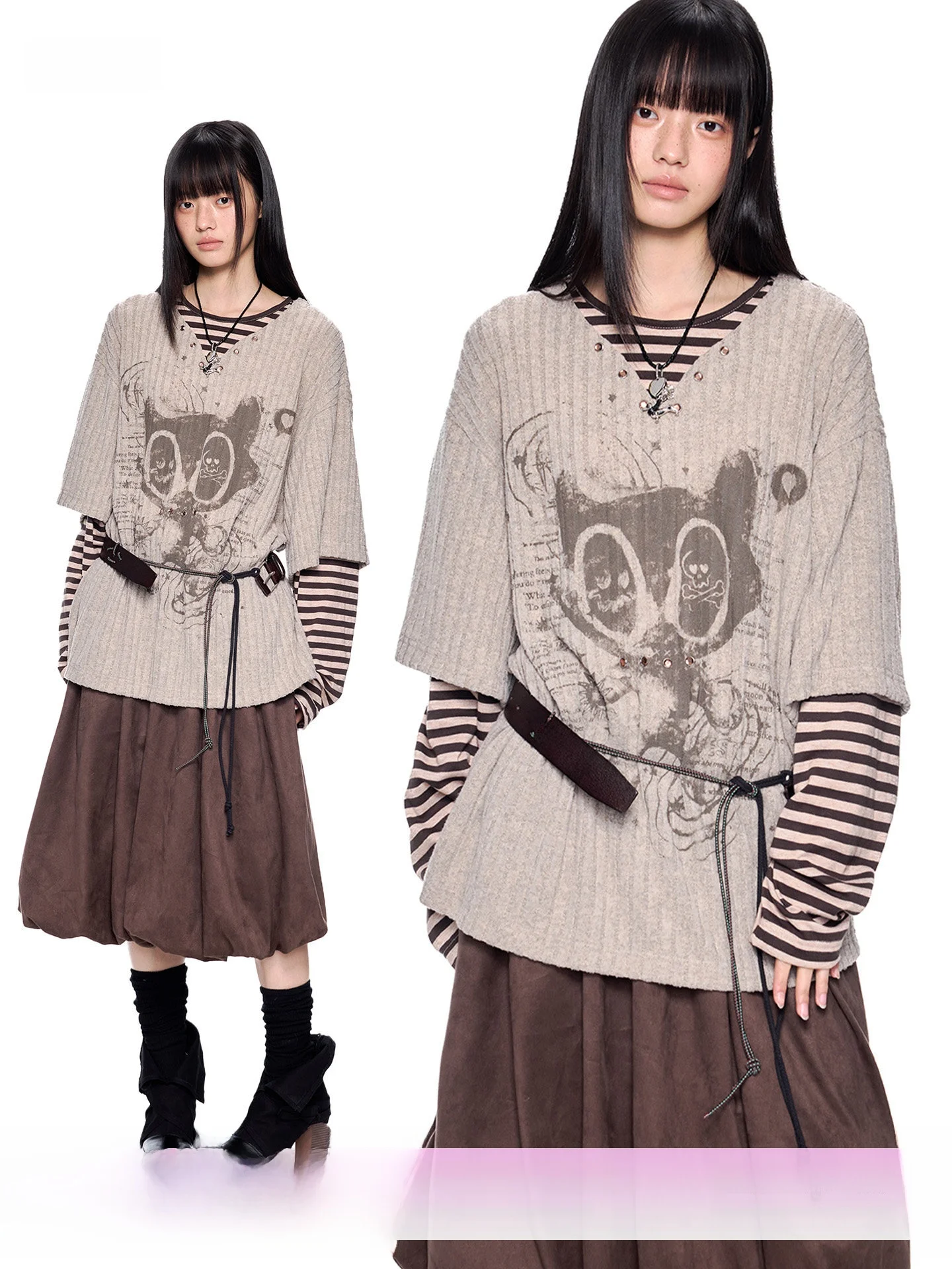 

EZEK k Sle Printed round Ne Long Sve T-irt Women's Spring Casual American Retro Patchwork Top Polyester Spandex