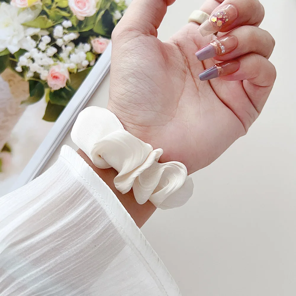Mi Band 9/10 Watch Wrist Band Scrunchies Bracelet for Xiaomi Smart Band 8/9/10 Strap Dressy Women Cloth Fabric Wristband Elastic view 3