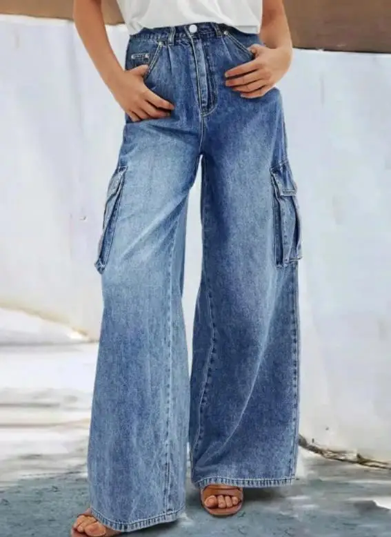 Women Jeans 2026 Spring Autumn New Multi Pocket Design Fashion Casual Versatile High Waist Streetwear Straight Leg Jeans