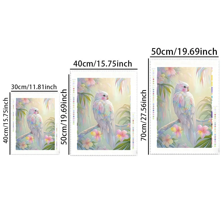 1 piece - 5D-DIY - Flocking cloth - Special drill - Diamond painting set - Colored cockatoos - Mosaic - Diamond art