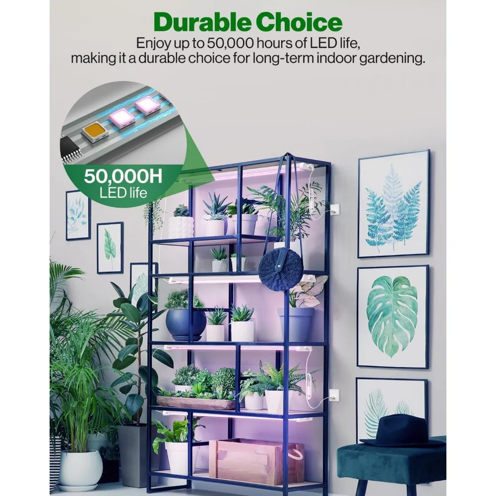 ضوء نمو LED كامل الطيف 40 وات للنباتات الداخلية - تركيبات معلقة، قابلة للربط، التوصيل والتشغيل، مثالية للدفيئة على مدار السنة U #5