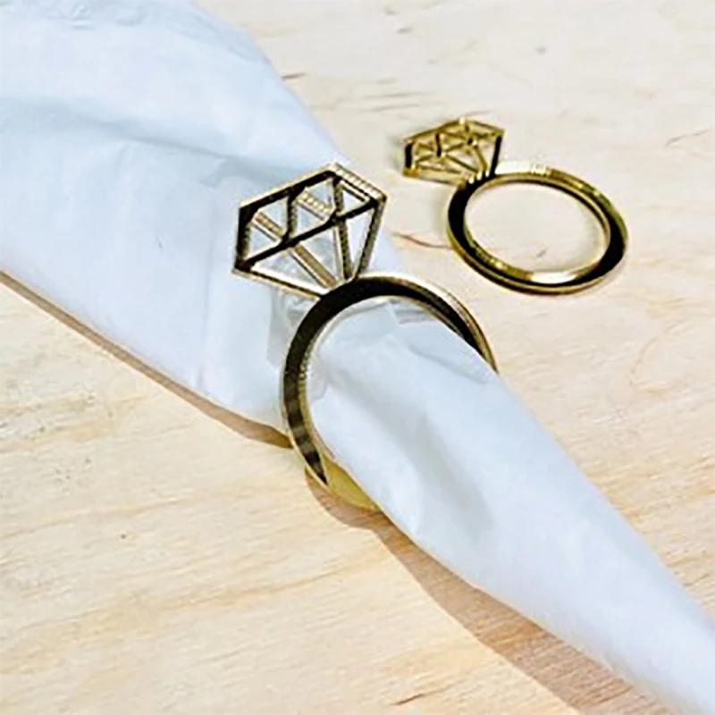 20/50Pcs Bling Diamond Napkin Ring Gold Mirror Acrylic Tags Bridal Shower Bridal She Said Yes Wedding Signs