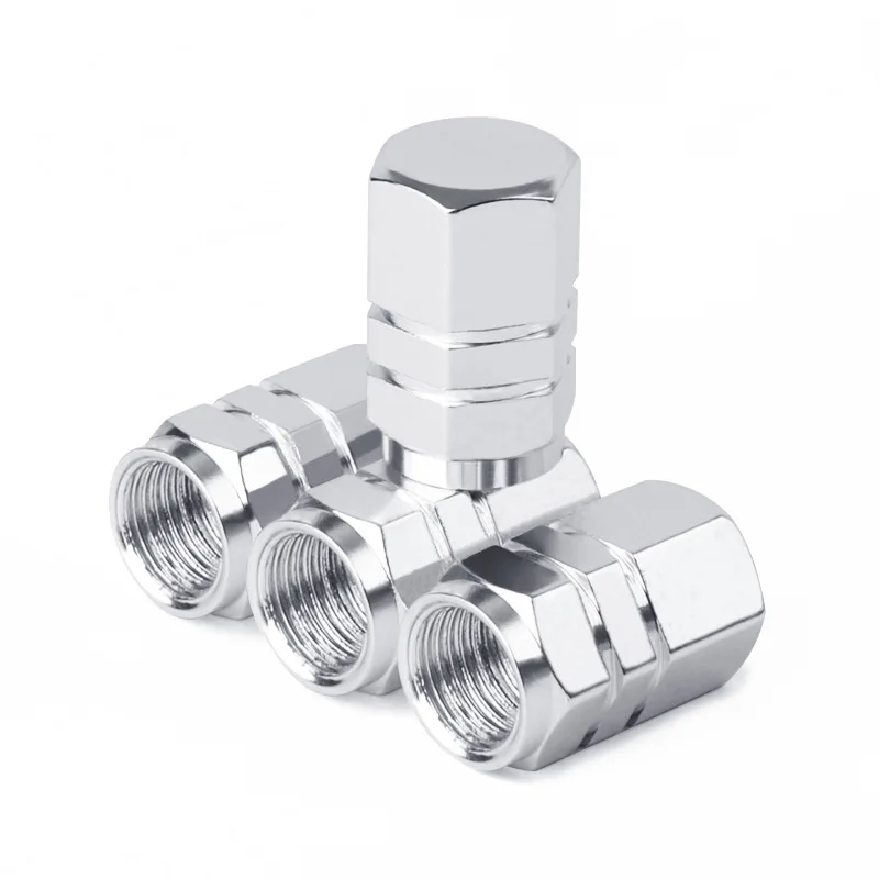8 Tappi Valvola Pneumatici In Alluminio Con Guarnizione – Esagonali Universali Antipolvere Per Auto, Moto, Bici, SUV – Colore Azzurro Cielo