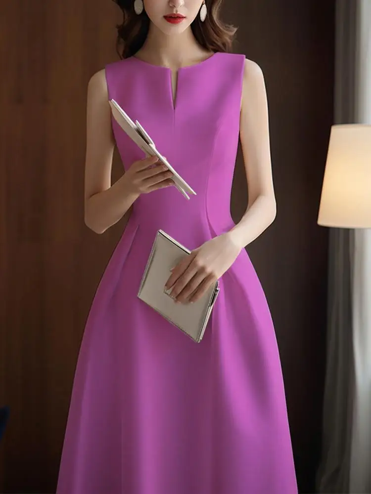 

Kikyo French Slimming Temperament Long Skirt High-end Exquisite Super Beautiful Purple Dress