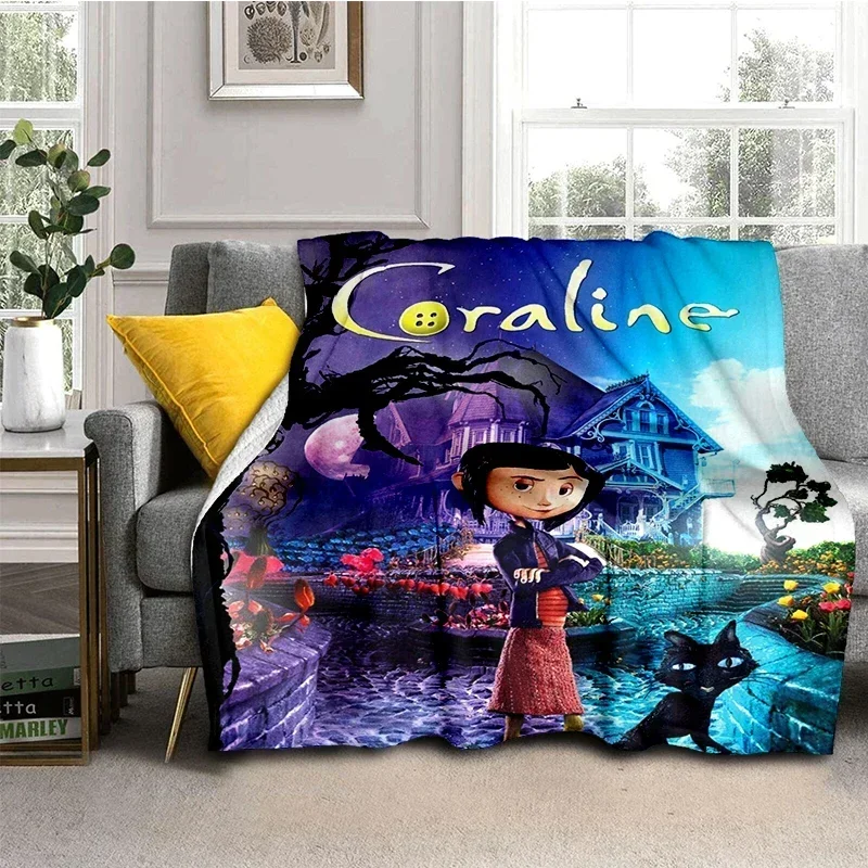 

Одеяло из фильма Coraline, супер мягкое кавайное одеяло, идеально подходящее для путешествий, постельные принадлежности, дивана-кровати, подарок на день рождения, домашний текстиль