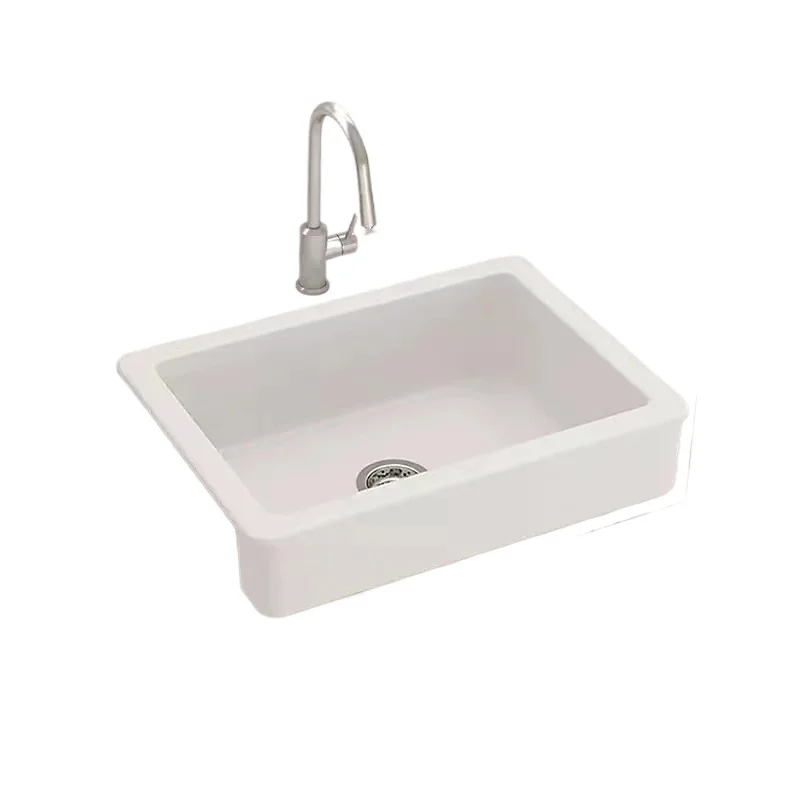 

Retro open kitchen ceramic vegetable basin front semi-embedded on and off the counter basin