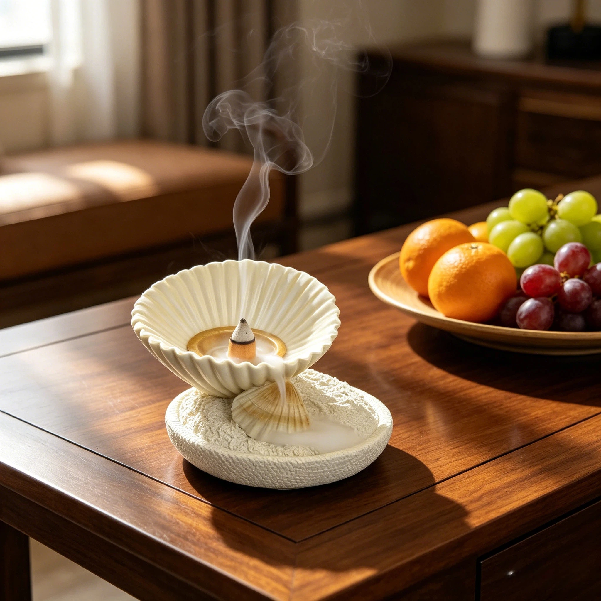Shell-Shaped Resin Incense Burner Ornament, a Decorative Piece for Entryway Shoe Cabinets and Tabletops, Symbolizing an Elegant and Refined Home Environment, Enhancing the Overall Style of the Home, High-End Resin Craf