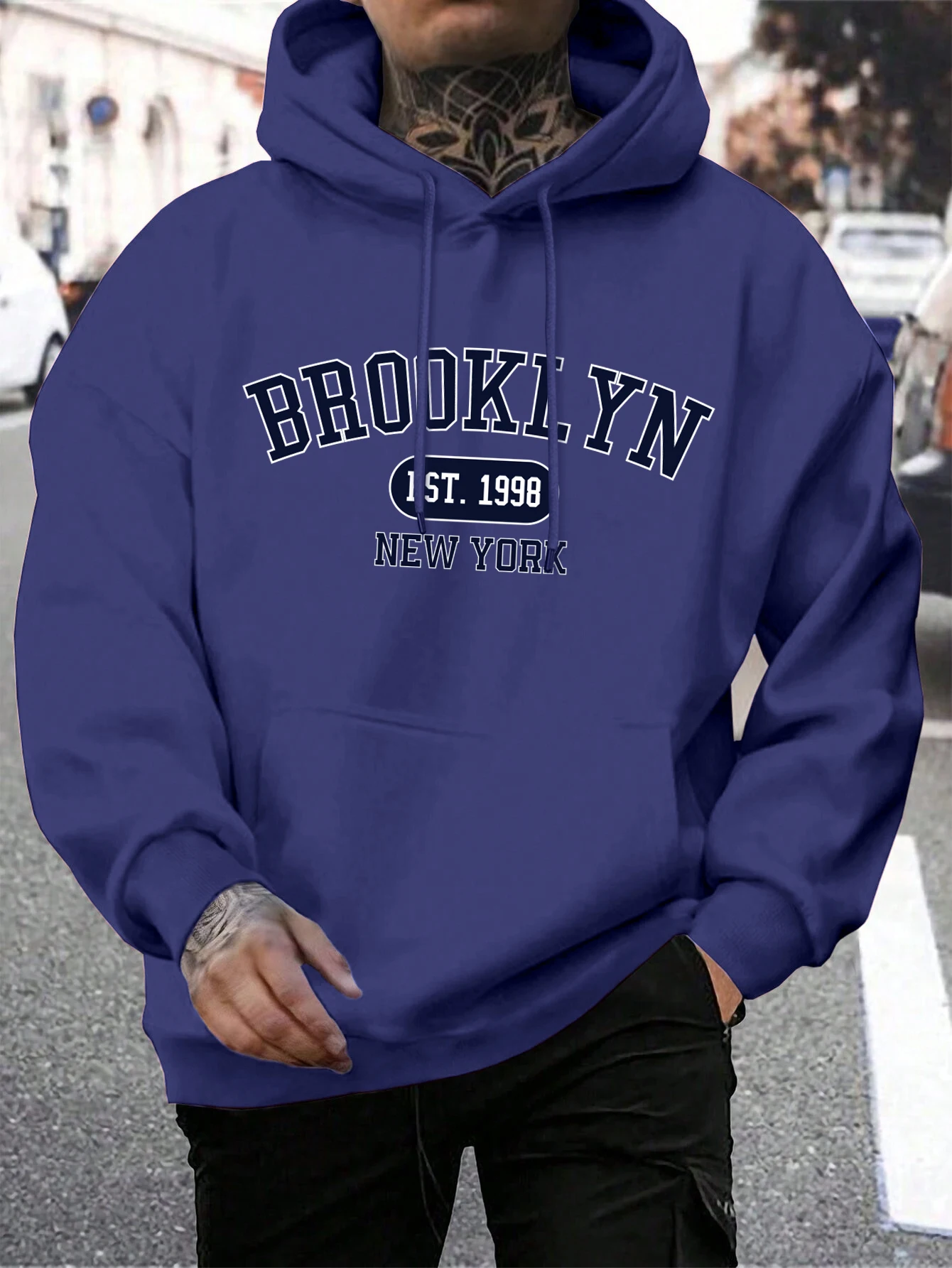 Brooklyn Est-Sweat à capuche imprimé New York pour homme, sweat à capuche Harajuku, survêtement confortable, sweat à capuche surdimensionné, mode