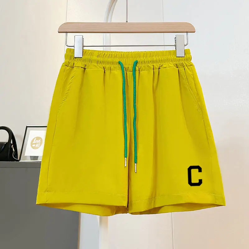 Summer Loose Straight Shorts Casual Ladies Solid Color Straight Simplicity Elastic Waist Wide Leg Pants Pocket Women's Clothing