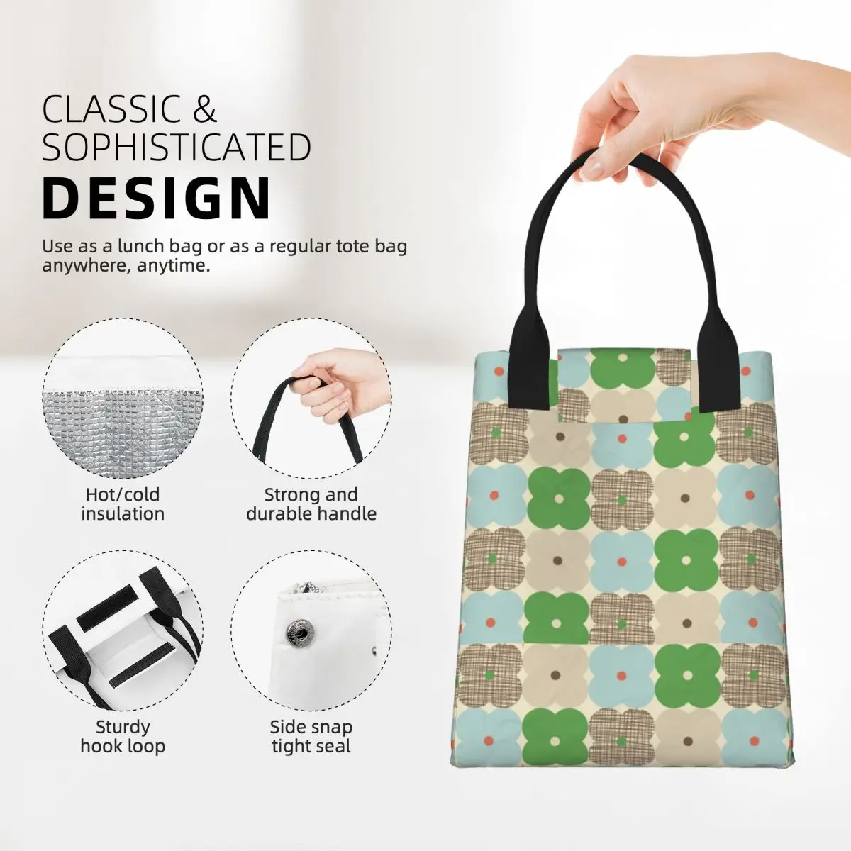 Custom Orla Kiely scandinavo floreale Lunch Bag donna Thermal Cooler isolato Lunch Container lavoro Picnic Food Tote Bags