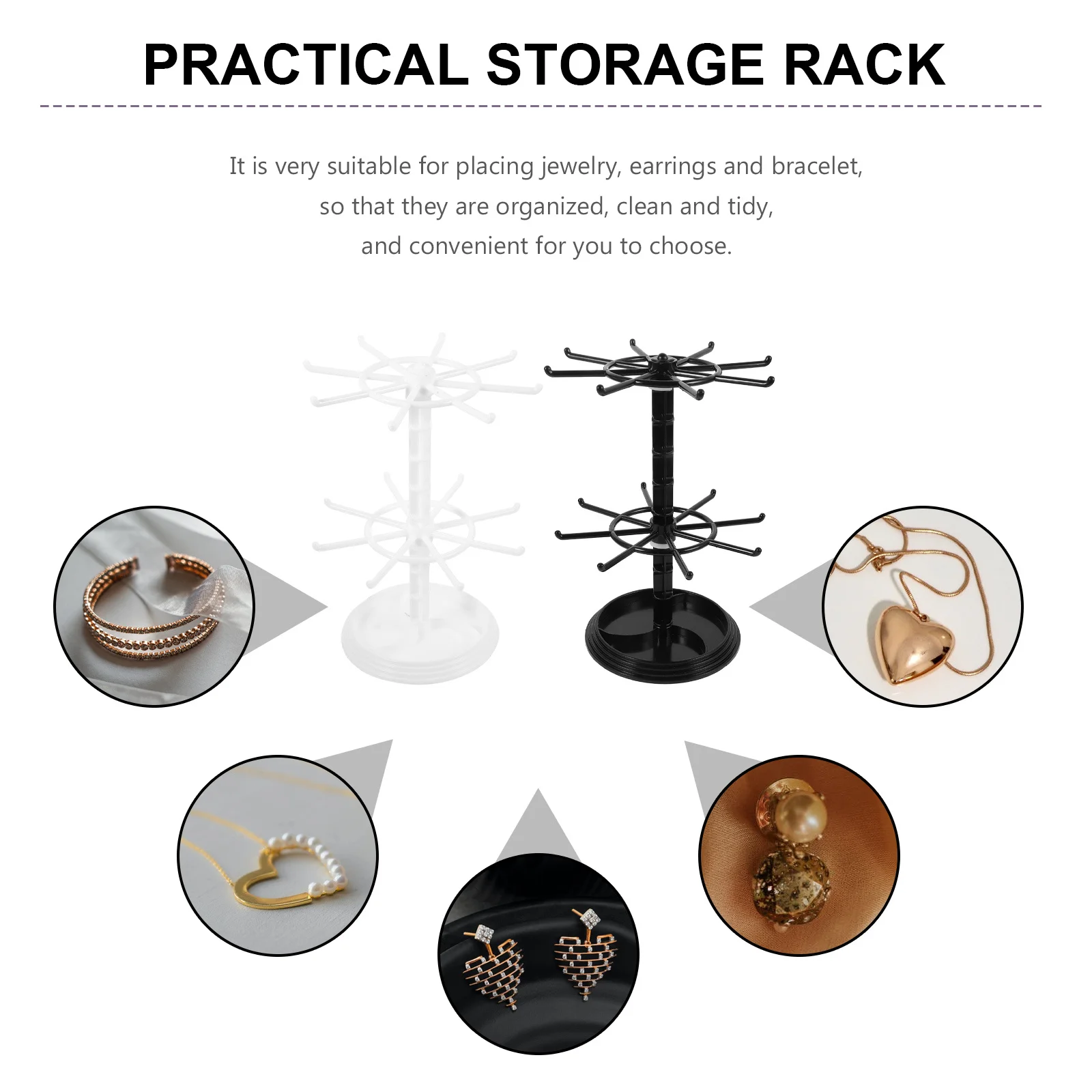 

2Pcs Jewelry Rack Rotating Display Hanging Keychain Stand Necklace Bracelet Holder Organizer Desktop Jewelry Showing