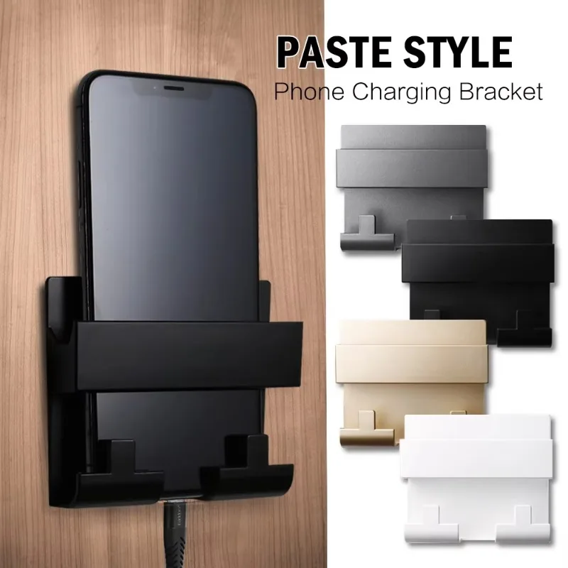 

Wall Mounted Organizer Storage Box Remote Control Mounted Mobile Phone Plug Wall Holder with Hook Multifunction Holder Stand