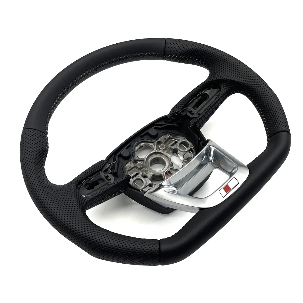 Multi functional perforated leather flat bottomed sports steering wheel, for Audi Q3